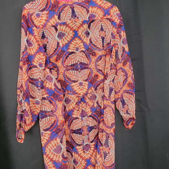 Shear Multi-colored Tunic with Beaded Neckline - Picture 3 of 8